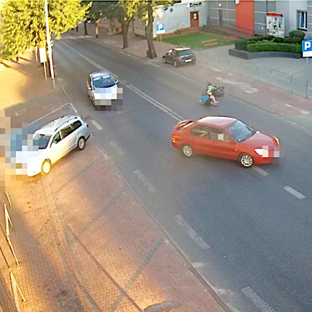 [VIDEO] Wypadek motocyklisty w Łukowie w oku kamery